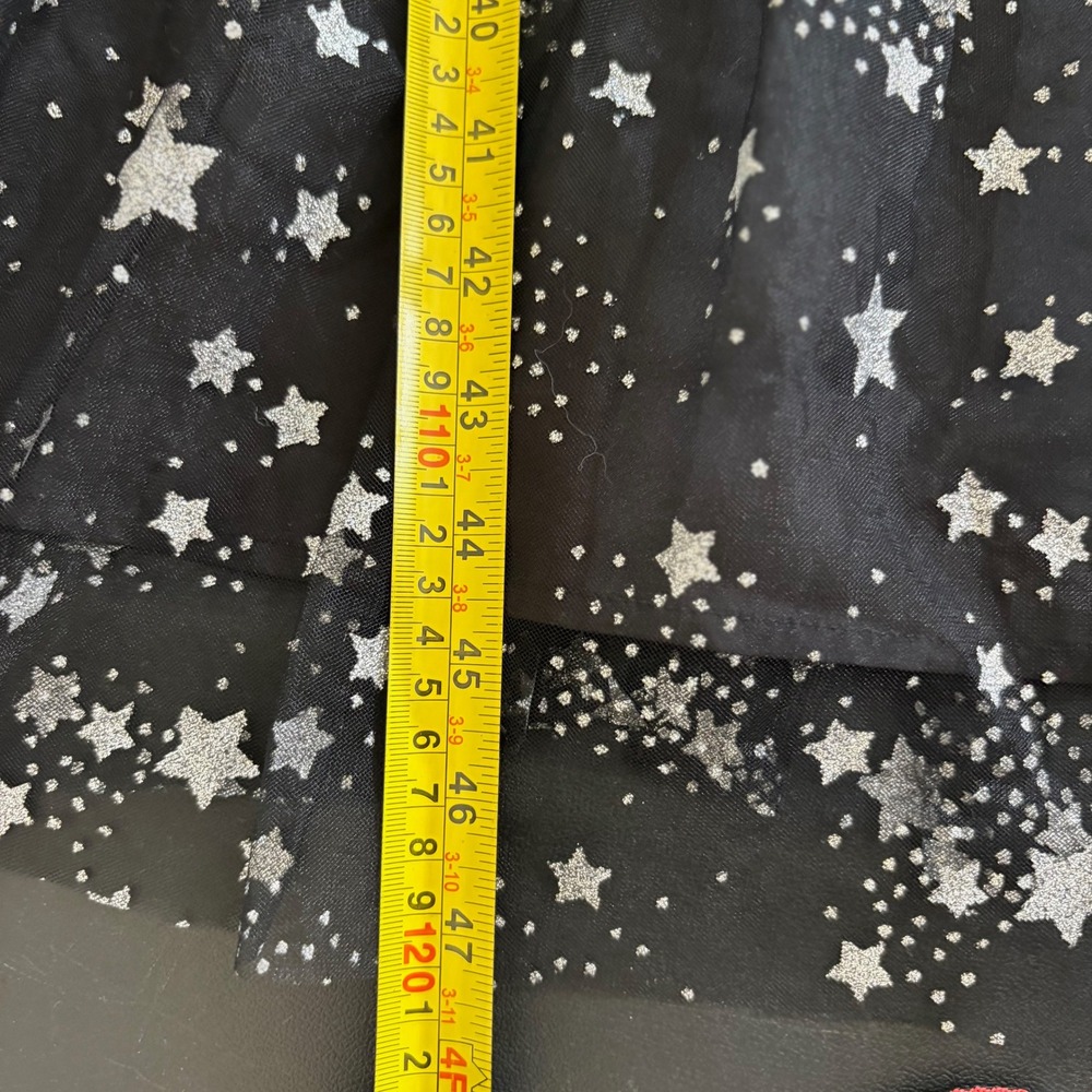 Betsey Johnson Celestial Star Print Mesh Tiered Midi Dress Size 8 Black Silver - Picture 11 of 14